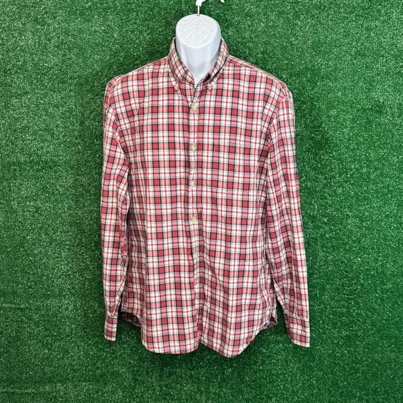 J. Crew Red and White Plaid Casual Button Down Shirt - Picture 1 of 3